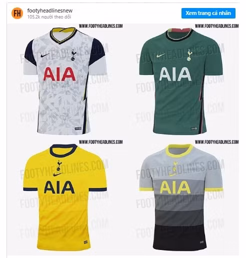 Áo đấu của Tottenham mùa giải mới.