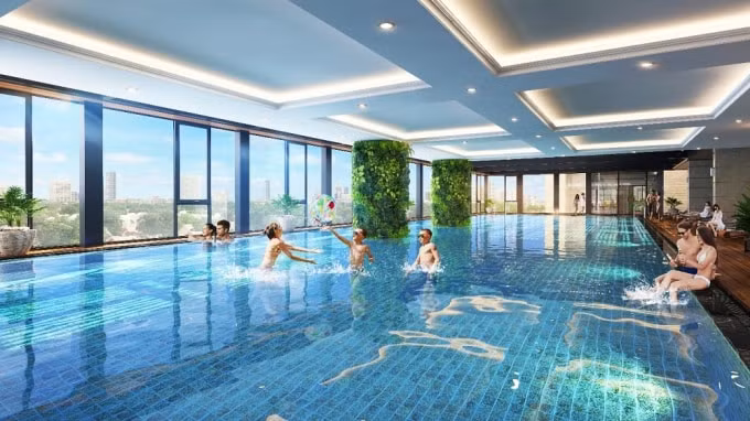 Bể bơi rộng 422m2 bên trong nội khu dự án The Terra - An Hưng