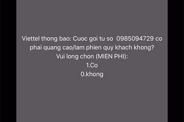 Người dùng sẽ nhận được câu hỏi từ nhà mạng để xác minh cuộc gọi nghi ngờ là cuộc gọi rác.