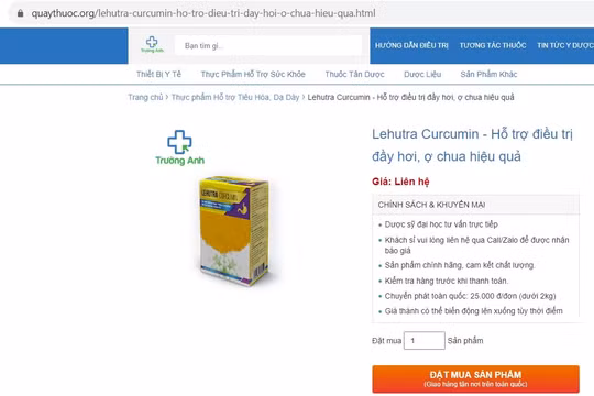 Cảnh báo thực phẩm bảo vệ sức khỏe LEHUTRA-CURCUMIN vi phạm quy định về quảng cáo thực phẩm