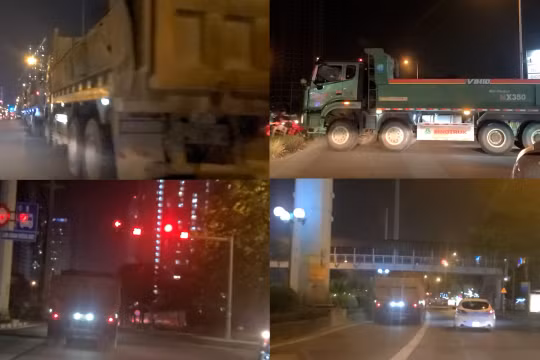 Hà Nội: Đoàn xe tải trọng lớn ngang nhiên vi phạm luật giao thông, nghi vấn đổ chất thải xây dựng sai quy định