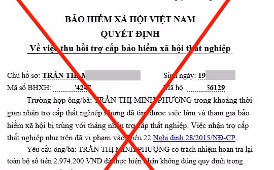 Mạo danh cơ quan BHXH gửi văn bản giả đòi thu hồi tiền trợ cấp thất nghiệp của người lao động