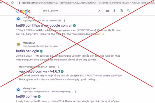 Nhiều website tên miền gov.vn của cơ quan Nhà nước bị chèn link quảng cáo cờ bạc, cá độ