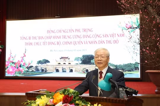 Tổng Bí thư Nguyễn Phú Trọng thăm, chúc Tết Đảng bộ, chính quyền và nhân dân Thủ đô