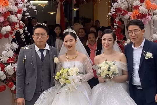 Đám cưới gây “sốt mạng” của anh em song sinh lấy vợ cùng một ngày