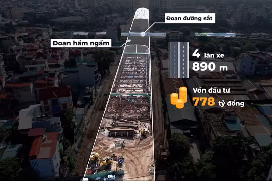 Hầm chui thứ 5 của Hà Nội trị giá gần 800 tỉ đồng đang dần hoàn thiện