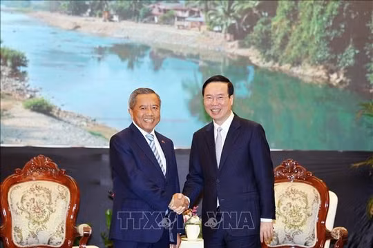 Chủ tịch nước Võ Văn Thưởng tiếp Chủ tịch Hội Hữu nghị Lào - Việt Nam