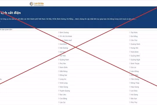 Xuất hiện website thông tin sai về lịch cắt điện