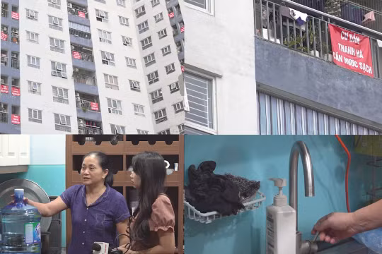 Khốn khổ vì thiếu nước, cư dân ở KĐT Thanh Hà lấy nước bể cá sử dụng