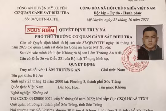 Sóc Trăng: Truy nã đối tượng nguy hiểm về hành vi “Gây rối trật tự công cộng”