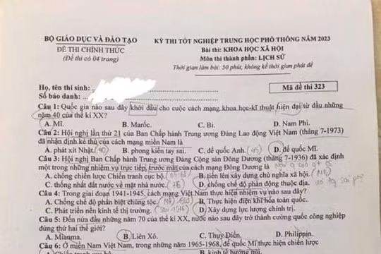 Đề thi tốt nghiệp THPT 2023 môn Lịch sử, mã đề 323