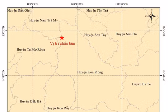 Kon Tum: Liên tiếp xảy ra 5 trận động đất trong sáng 9/2