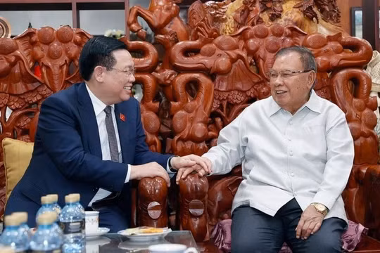 Chủ tịch Quốc hội Vương Đình Huệ thăm các đồng chí nguyên lãnh đạo cấp cao Lào