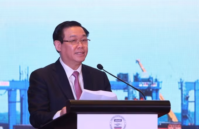 Phó Thủ tướng Vương Đình Huệ phát biểu tại buổi lễ. Ảnh: VGP