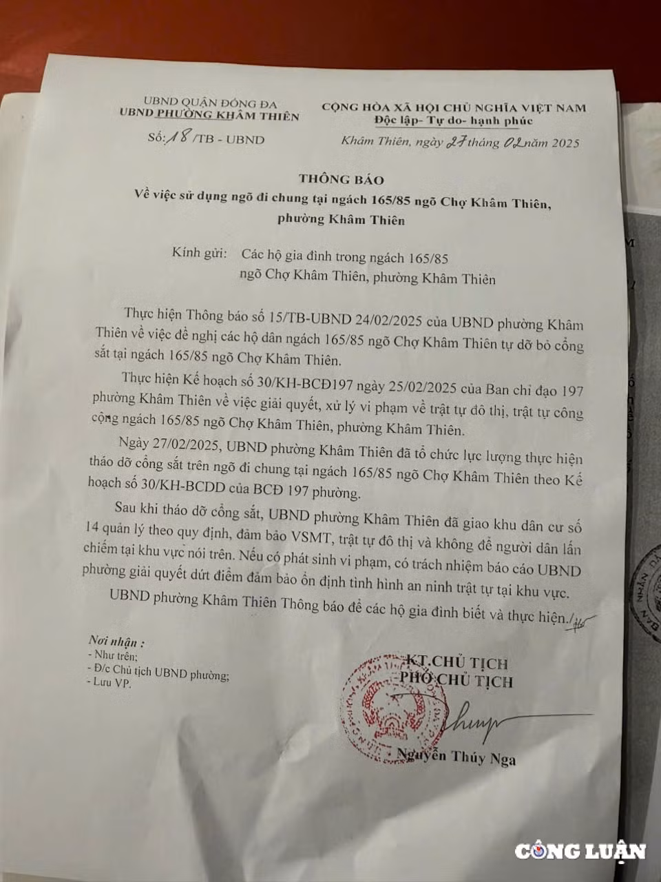 quan dong da ha noi can xu ly dut diem vi pham tai ngach 165 85 ngo cho kham thien hinh 1