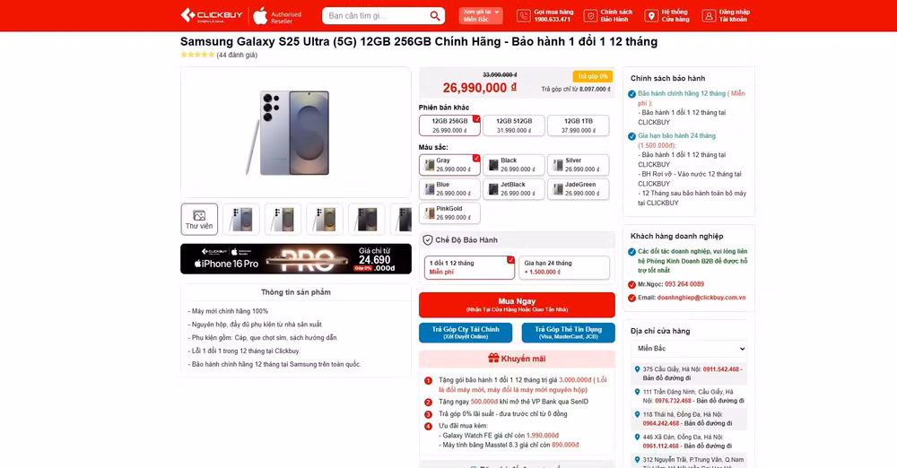 clickbuy sam galaxy s25 ultra kem bao hanh vip 1 doi 1 hinh 3