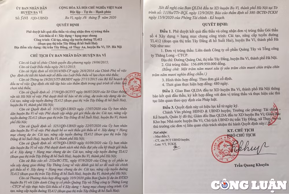 Liên danh Công ty cổ phần Quảng Tây và Tổng công ty Thăng Long - CTCP thực hiện cải tạo, nâng cấp tuyến đường TL412.