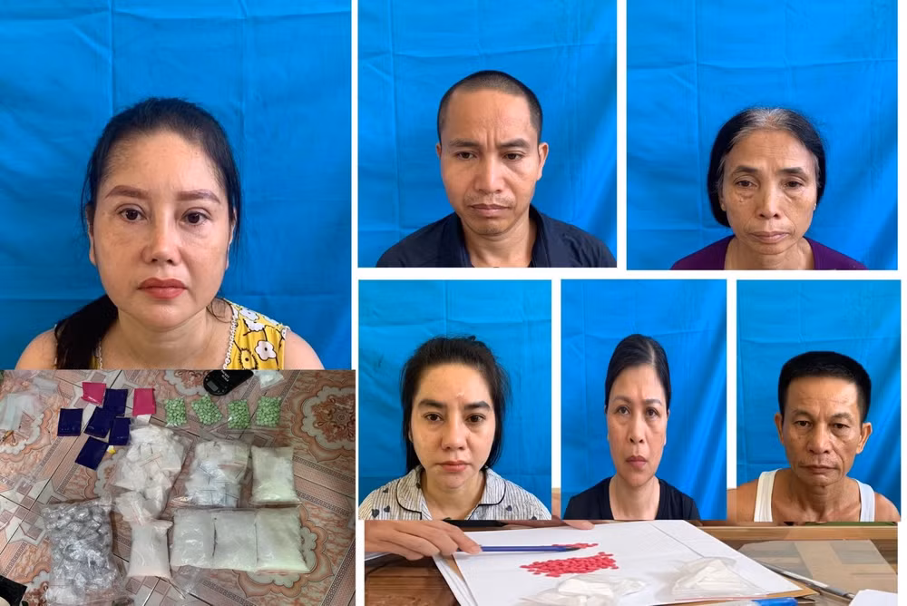 Các đối tượng và tang vật thu giữ. Ảnh: CATH