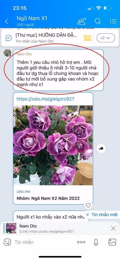 Một số tên nhóm đã được lập với tên “Ngô Nam X1” trong đó có tài khoản “Nam Otc” kêu gọi mọi người giới thiệu người chơi.
