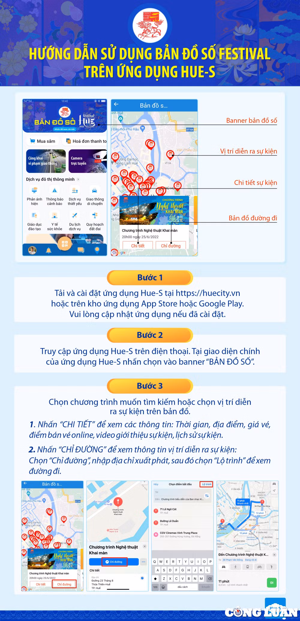Hướng dẫn sử dungh bản đồ số Festival trên ứng dụng Huế -S.