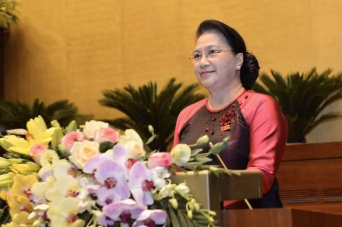 Chủ tịch Quốc hội Nguyễn Thị Kim Ngân phát biểu bế mạc kỳ họp. Ảnh: Quochoi.vn