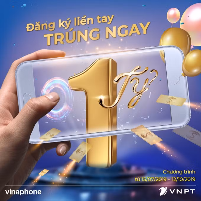 “Đăng ký liền tay – Trúng ngay 1 tỷ” là một trong những chương trình khuyến mại lớn dành cho thuê bao VinaPhone trong năm 2019.