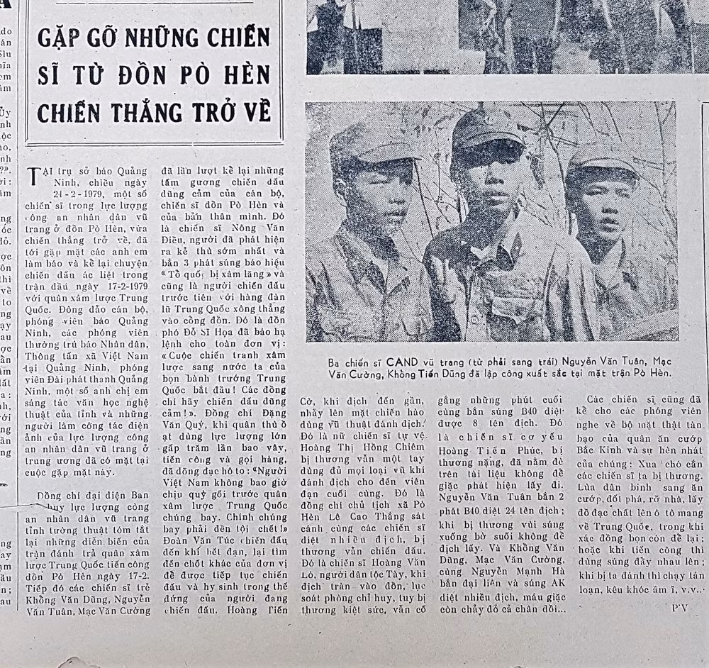 Bài báo về những chiến sí đồn Pò Hèn