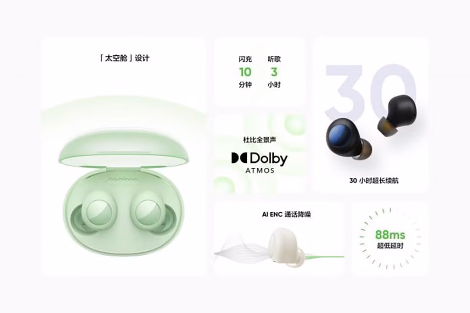 realme ra mat tai nghe buds q2s danh rieng cho game thu pin len den 30 gio hinh 3