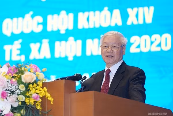 Tổng Bí thư, Chủ tịch nước Nguyễn Phú Trọng phát biểu tại Hội nghị. Ảnh: VGP