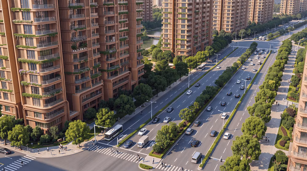 Phối cảnh minh hoạ trục đại lộ.