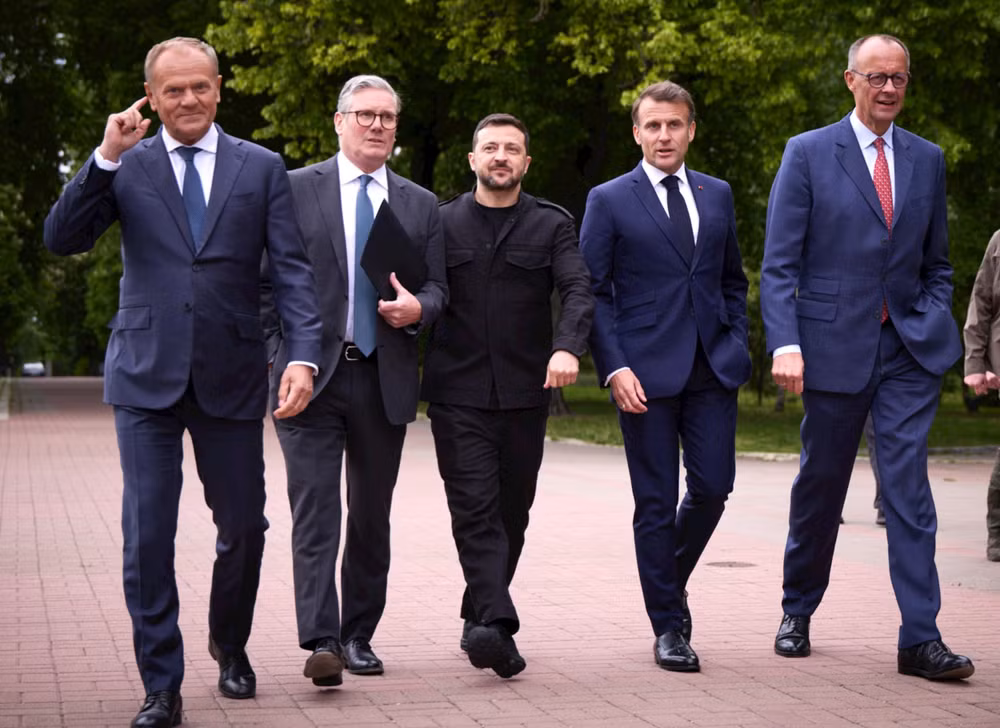 Tổng thống Zelenskyy cùng các lãnh đạo của Ba Lan, Anh, Đức và Pháp gặp nhau tại Kiev hồi đầu tuần này. Ảnh: X/Zelenskyy