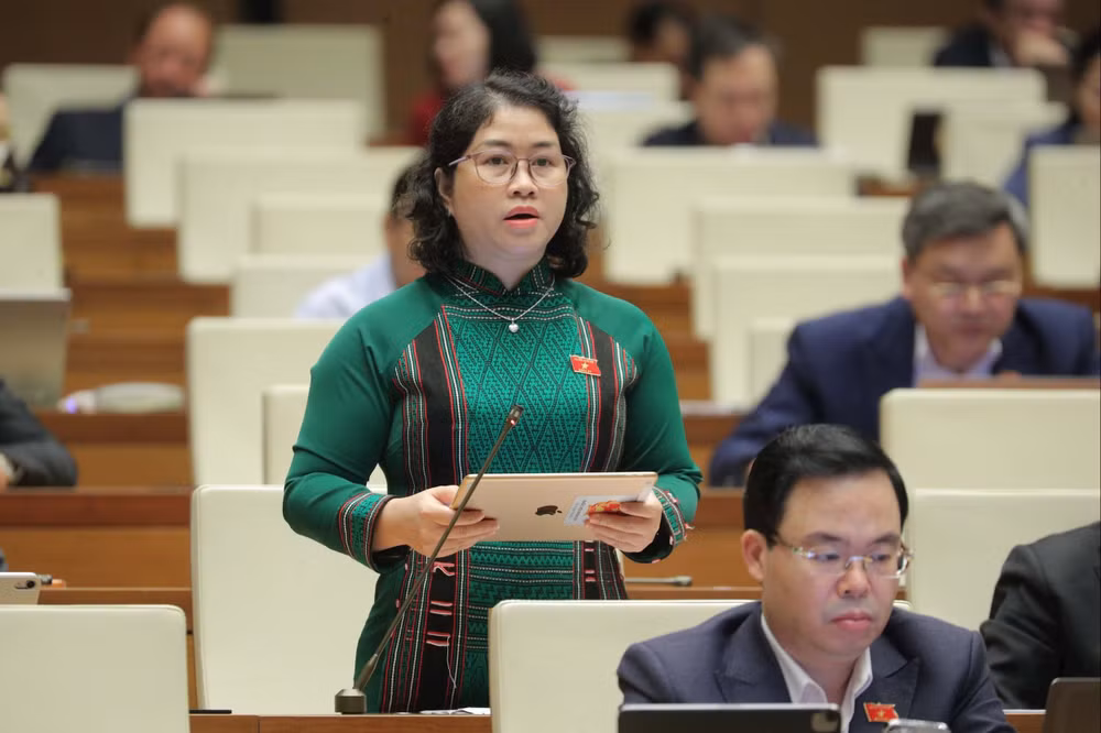 ĐBQH Phạm Thị Kiều (Lâm Đồng) phát biểu.