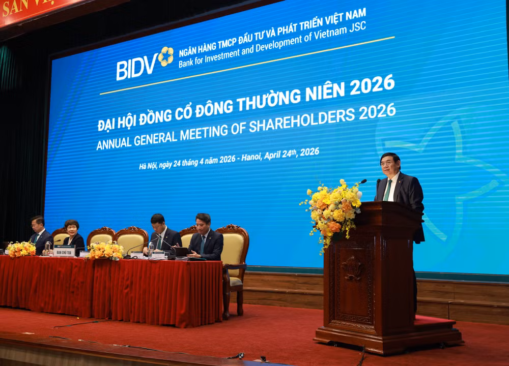 Ông Phan Đức Tú - Chủ tịch HĐQT BIDV - phát biểu tại Đại hội