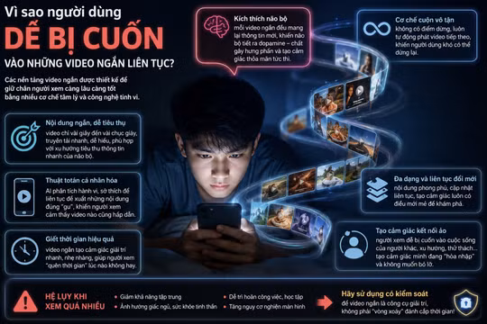 Vì sao người dùng dễ bị cuốn vào những video ngắn liên tục?