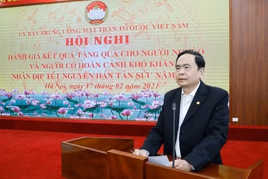 Ủy viên Bộ Chính trị, Chủ tịch UBTƯ MTTQ Việt Nam Trần Thanh Mẫn phát biểu tại Hội nghị