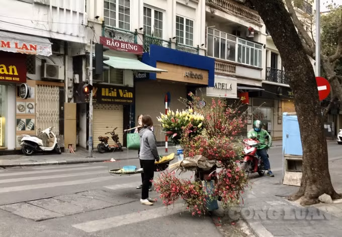 Nhiều người nông dân, tiểu thương tranh thủ bán hoa tươi, rau xanh mong có thêm thu nhập trong ngày đầu tiên các công ty, cơ quan, cửa hàng,...hoạt động trở lại sau kì nghỉ Tết Nguyên đán