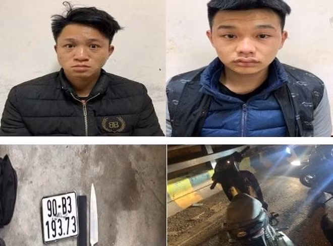Hai đối tượng bị bắt giữ cùng tang vật.