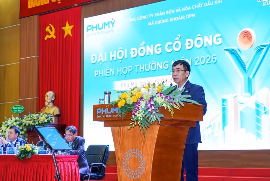 Ông Nguyễn Xuân Hòa - Chủ tịch HĐQT DPM phát biểu tại Đại hội.