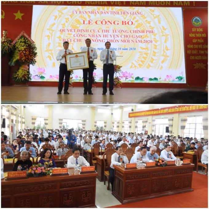 Lễ công bố quyết định của Thủ tướng Chính phủ công nhận huyện Chợ Gạo đặt chuẩn nông thôn mới năm 2020.