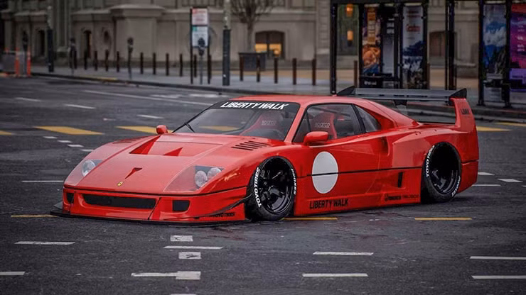 sieu xe ferrari f40 ngau hon trong goi nang cap than rong liberty walk hinh 3