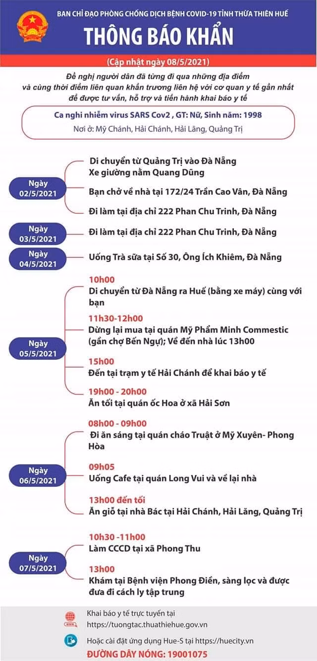 Thông báo khẩn của UBND tỉnh Thừa Thiên Huế.