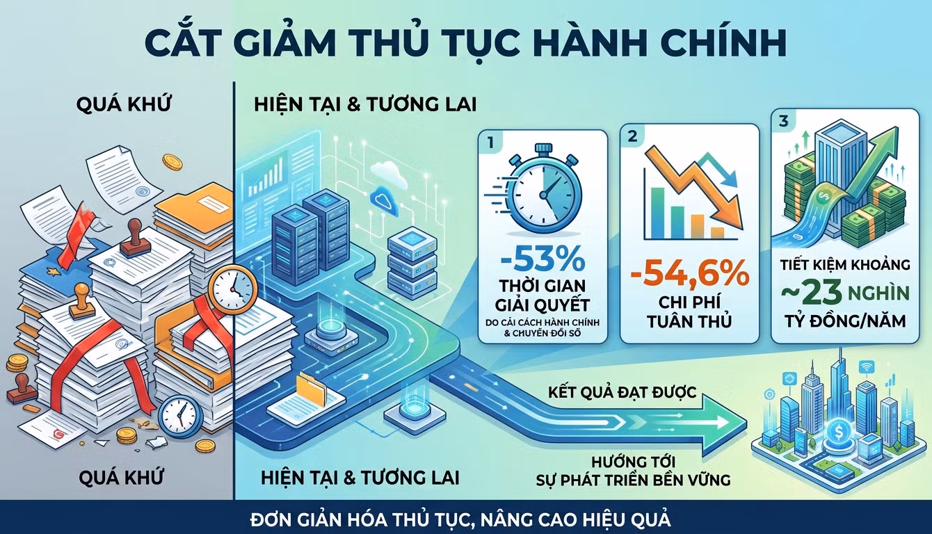 Tiết kiệm 23.000 tỷ đồng mỗi năm nhờ cải cách hành chính, chuyển đổi số