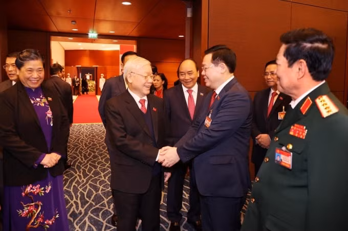 Tổng Bí thư, Chủ tịch nước Nguyễn Phú Trọng cùng các đại biểu dự phiên họp trù bị