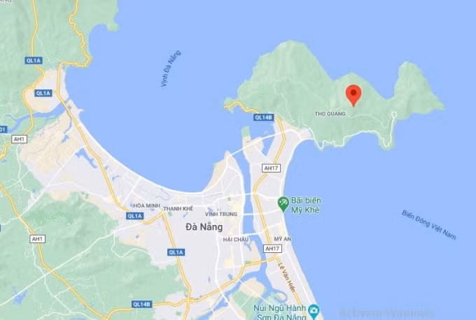 Nam thanh niên bị tai nạn giao thông trên đường lên núi Sơn Trà. Ảnh: Google Maps.