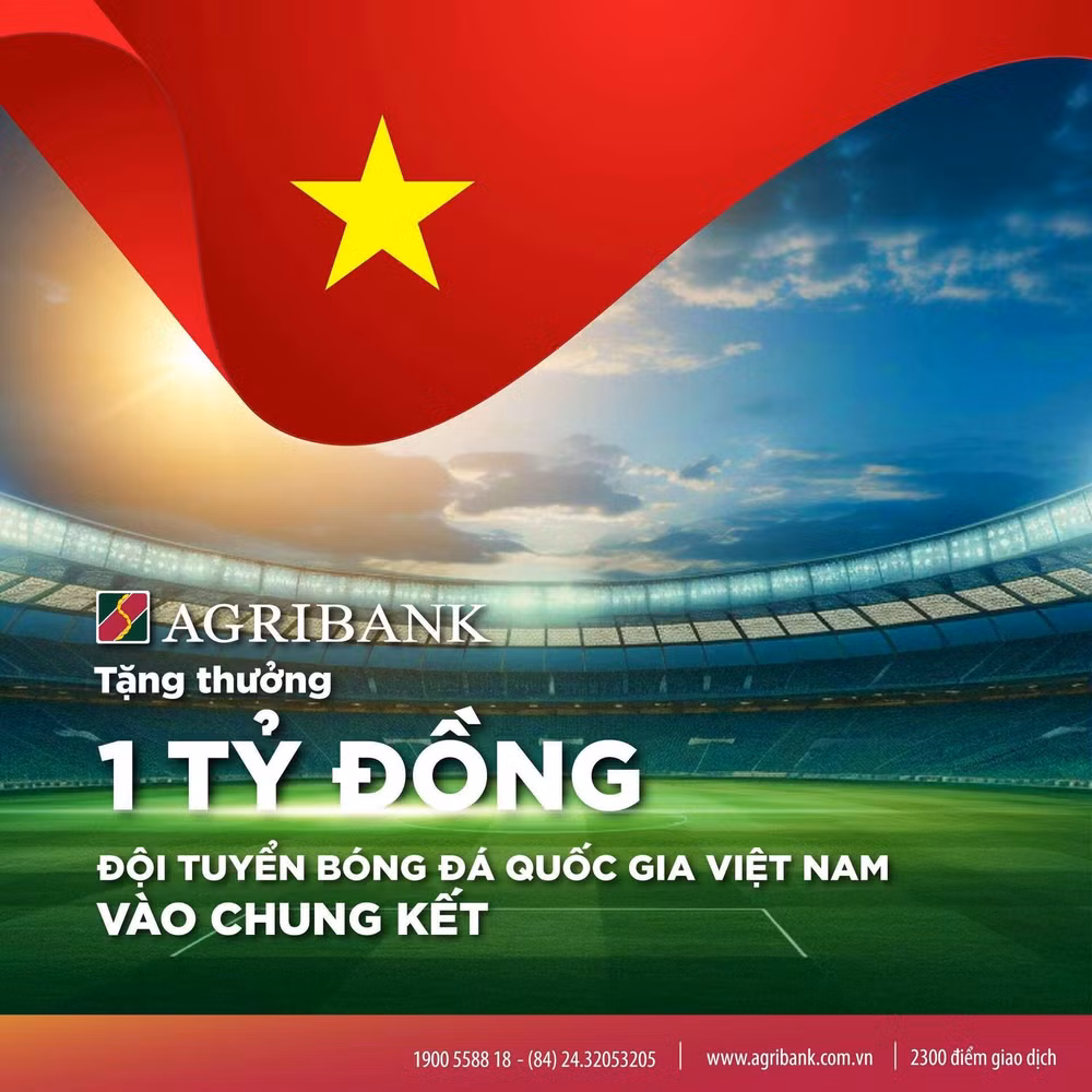 agribank tang thuong 1 ty dong cho doi tuyen bong da quoc gia viet nam hinh 1