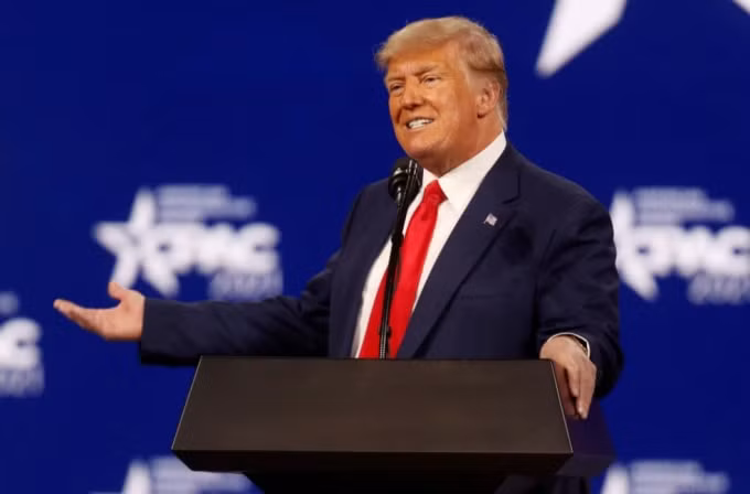 Cựu Tổng thống Hoa Kỳ Donald Trump phát biểu tại Hội nghị Hành động Chính trị Bảo thủ (CPAC) ở Orlando, Florida, Hoa Kỳ ngày 28 tháng 2 năm 2021 - Ảnh: REUTERS