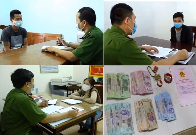 Lấy lời khai các đối tượng cùng tang vật vụ án
