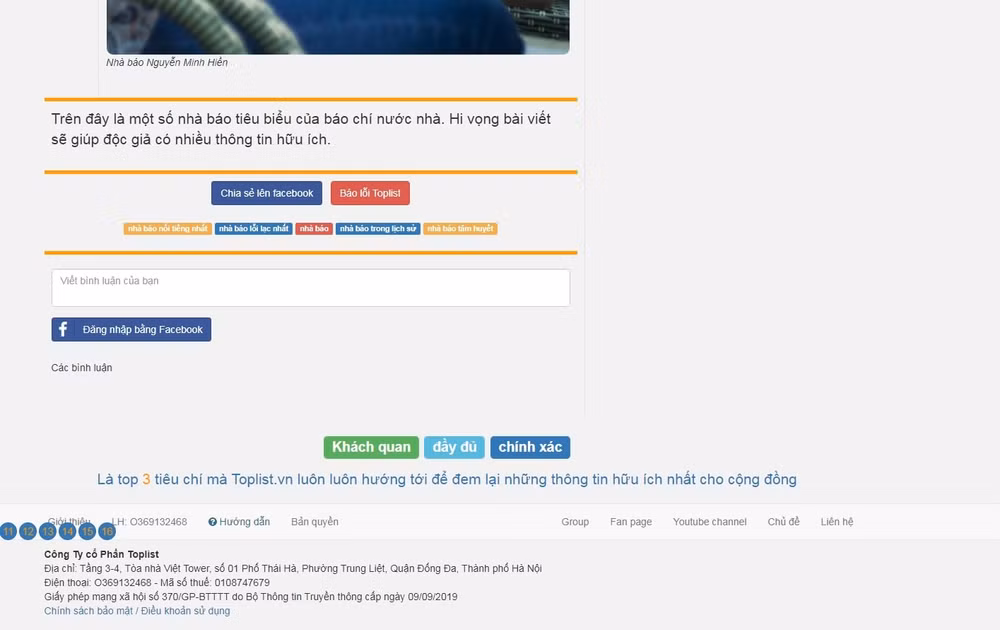 Mạng xã hội toplist.vn của Công Ty cổ Phần Toplist. Ảnh chụp màn hình