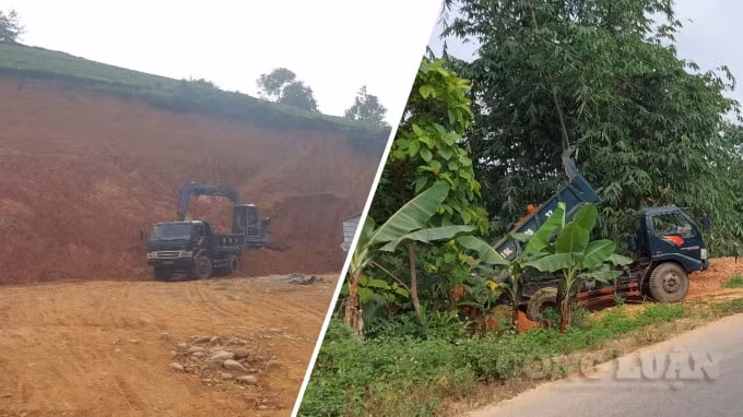 Thửa đất hộ gia đình ông Xa Đức Minh vẫn ngang nhiên khai thác và lấp lòng sông Bứa trái phép trước ống kính của phóng viên ngay sau khi làm việc với UBND xã Minh Đài.