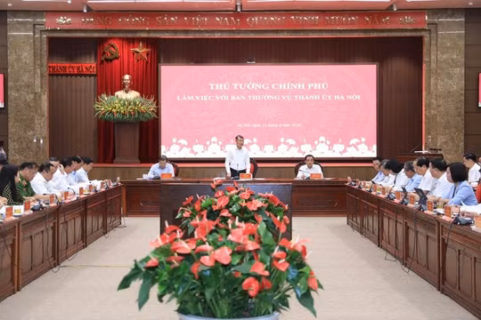 Thủ tướng Chính phủ Lê Minh Hưng làm việc với Ban Thường vụ Thành ủy Hà Nội